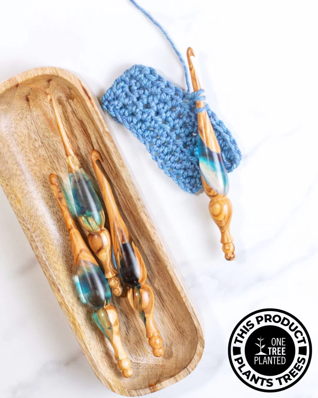 Limited Edition Azure + Olivewood Alpha Series® Crochet Hook - Image 3
