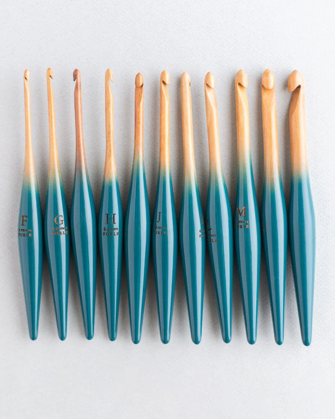 Limited Edition Teal Ombre Streamline Wood Crochet Hooks - Image 4